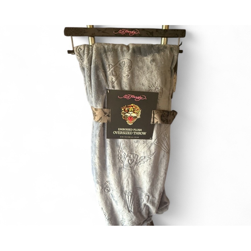 Ed Hardy Plush Oversized Throw Blue‎ 60x70in
